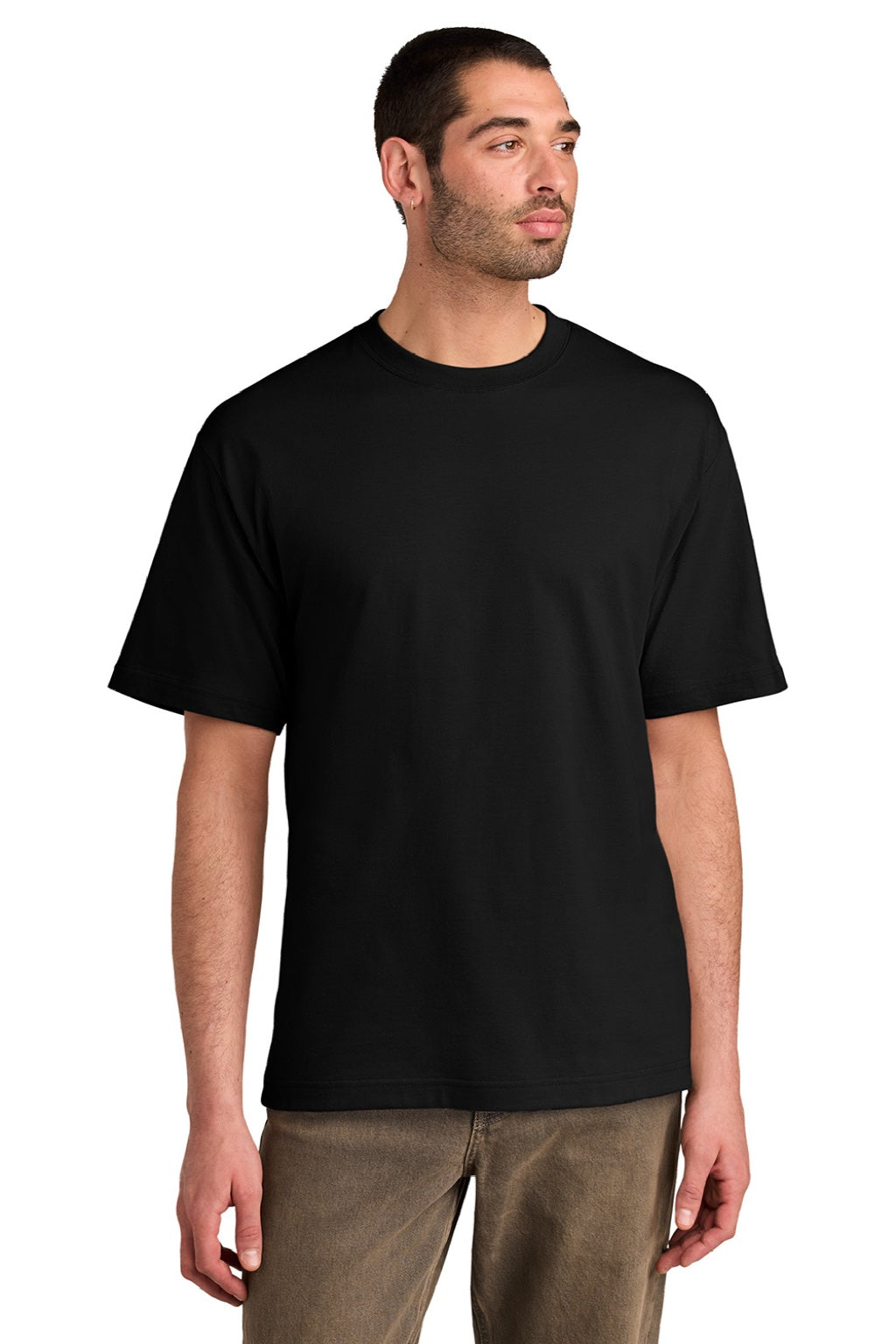 District DT6065 Mens Very Important Short Sleeve Crewneck T-Shirt Black Model Front