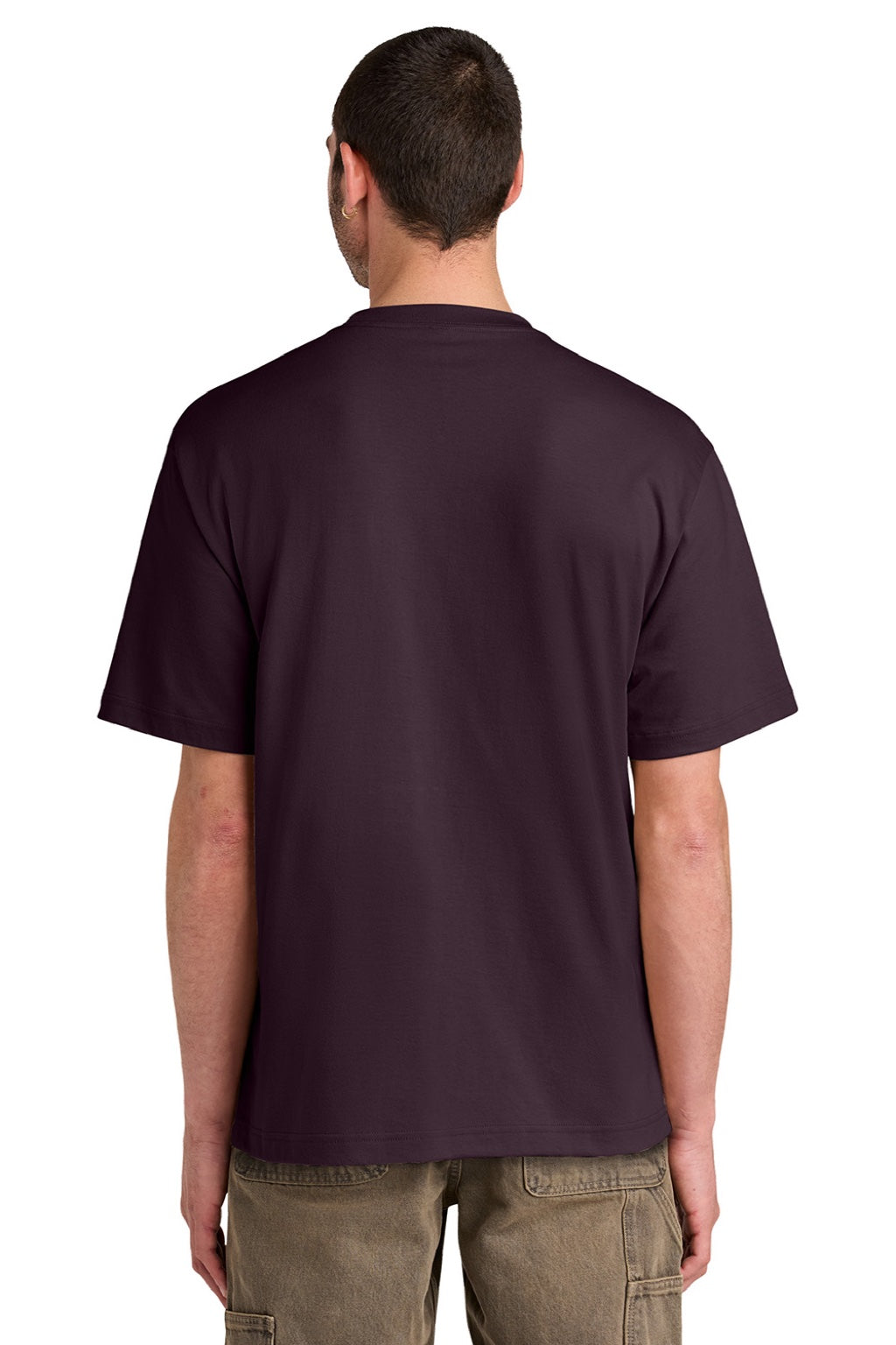 District DT6065 Mens Very Important Short Sleeve Crewneck T-Shirt Bordeaux Model Back