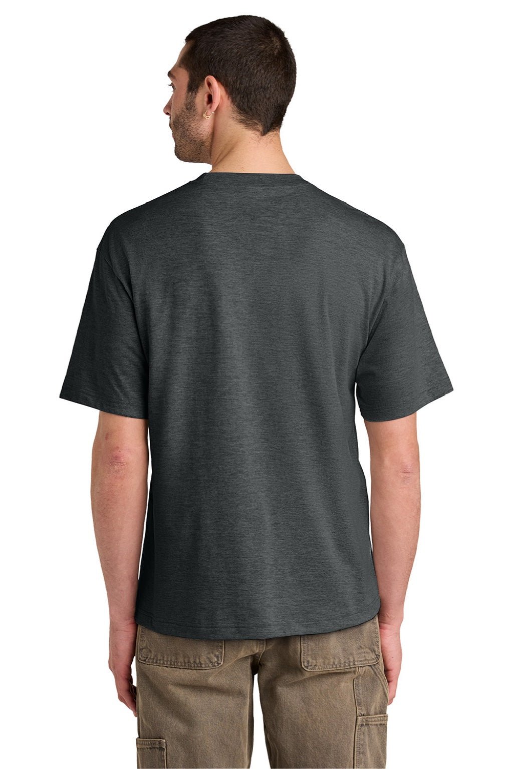 District DT6065 Mens Very Important Short Sleeve Crewneck T-Shirt Heather Charcoal Grey Model Back