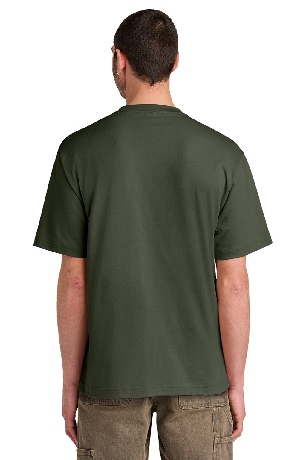 District DT6065 Mens Very Important Short Sleeve Crewneck T-Shirt Olive Green Model Back