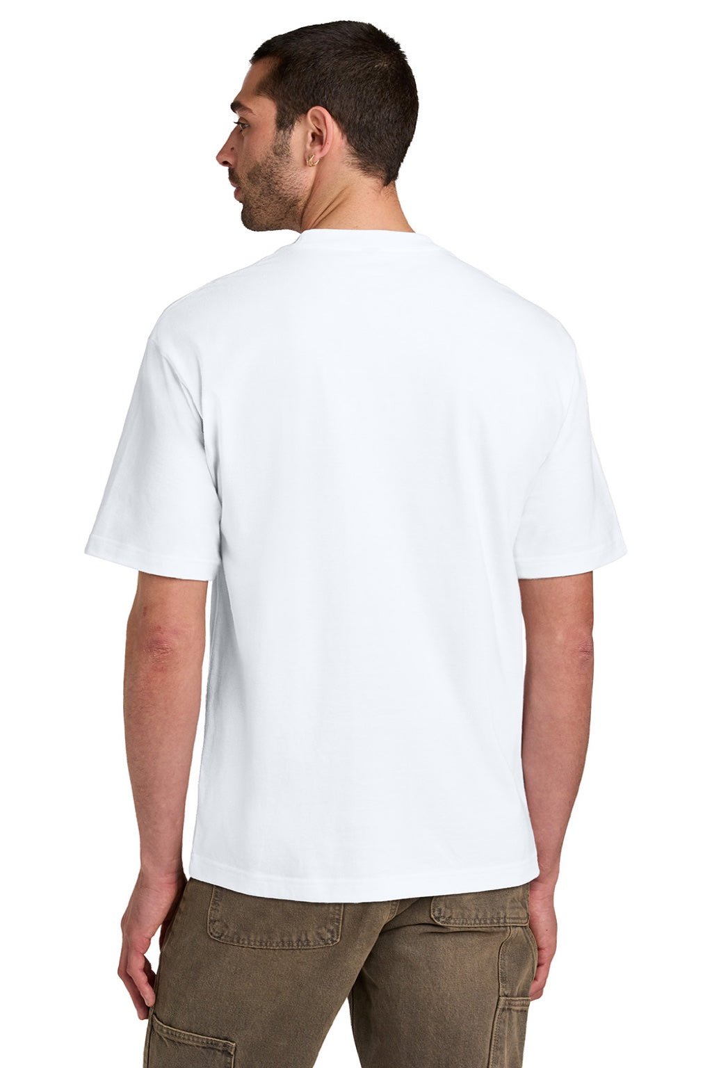 District DT6065 Mens Very Important Short Sleeve Crewneck T-Shirt White Model Back