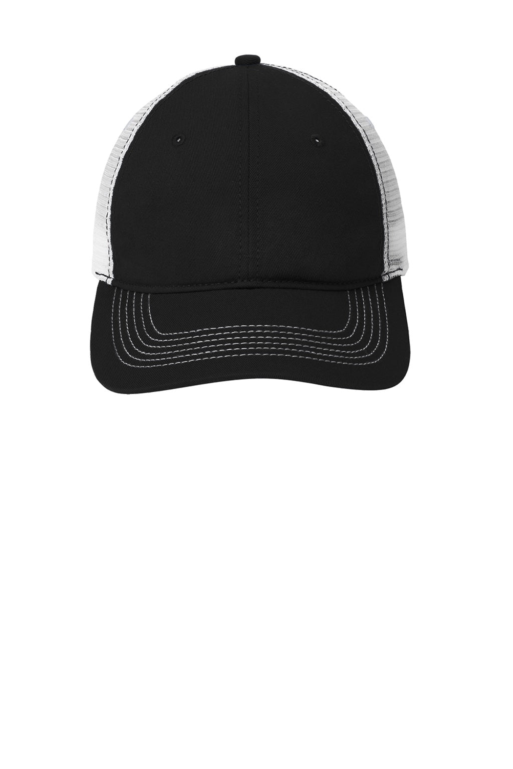 District Hats DT607 Mens Adjustable Hat Black/White Flat Front