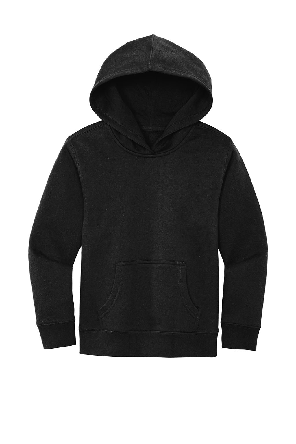District DT6100Y Youth Very Important Fleece Hooded Sweatshirt Hoodie w/ Pouch Pocket Black Flat Front