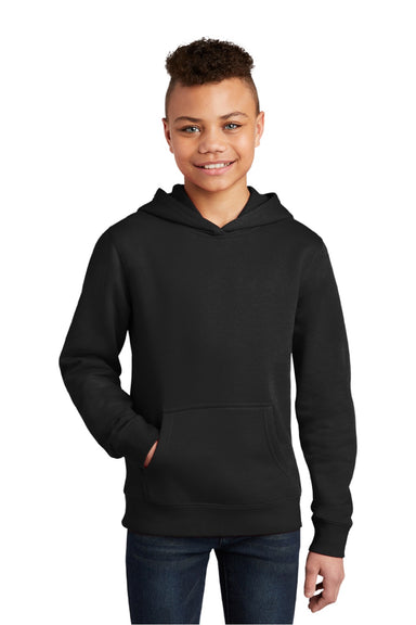District DT6100Y Youth Very Important Fleece Hooded Sweatshirt Hoodie w/ Pouch Pocket Black Model Front