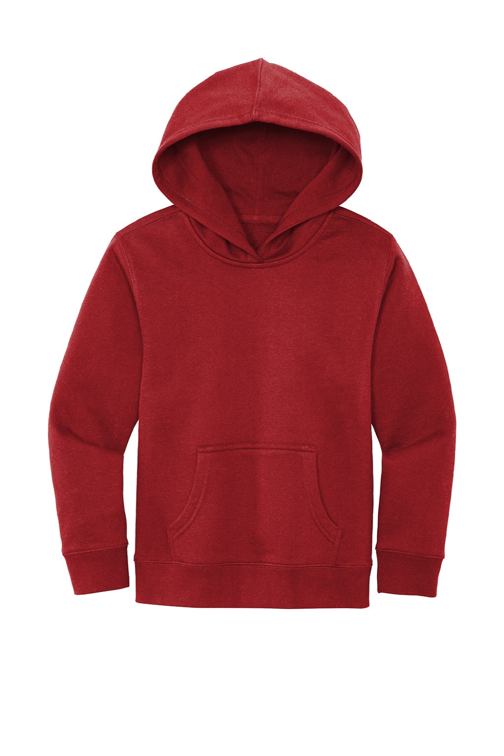 District DT6100Y Youth Very Important Fleece Hooded Sweatshirt Hoodie w/ Pouch Pocket Classic Red Flat Front