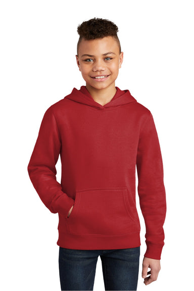 District DT6100Y Youth Very Important Fleece Hooded Sweatshirt Hoodie w/ Pouch Pocket Classic Red Model Front