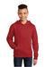 District DT6100Y Youth Very Important Fleece Hooded Sweatshirt Hoodie w/ Pouch Pocket Classic Red Model Front