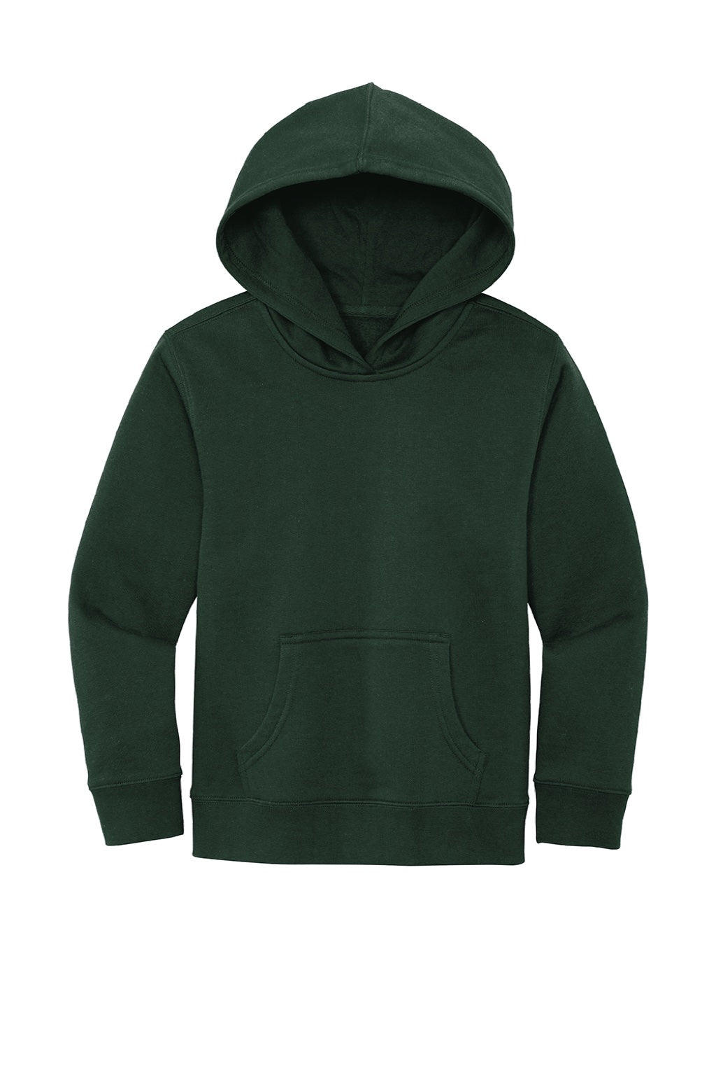 District DT6100Y Youth Very Important Fleece Hooded Sweatshirt Hoodie w/ Pouch Pocket Forest Green Flat Front