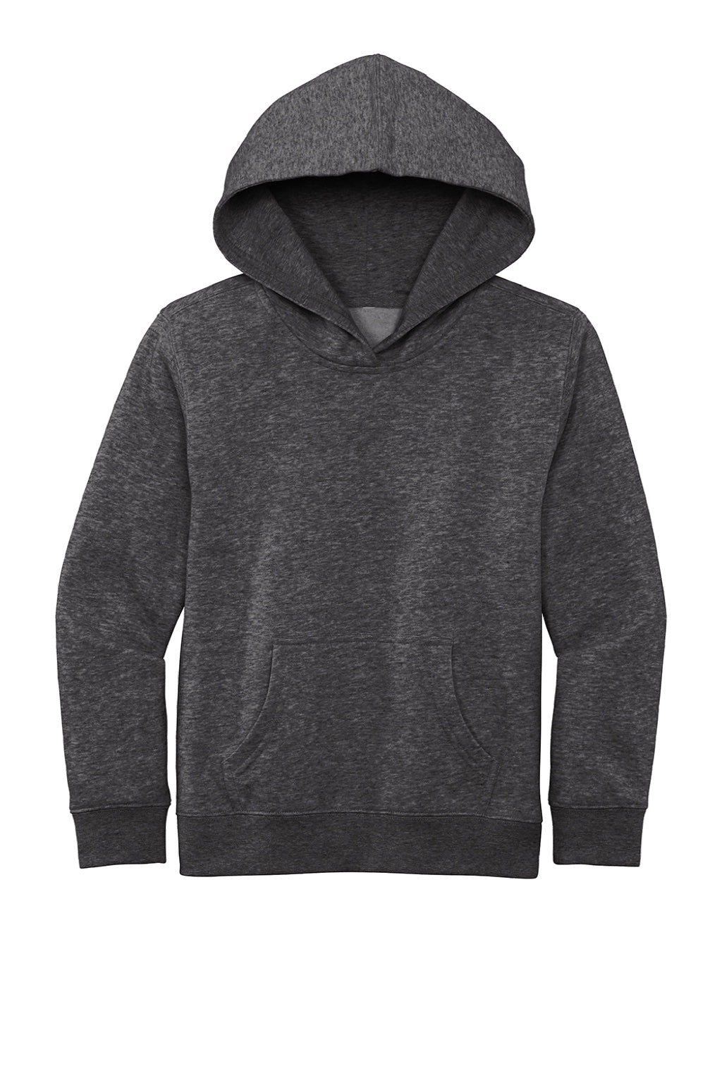 District DT6100Y Youth Very Important Fleece Hooded Sweatshirt Hoodie w/ Pouch Pocket Heather Charcoal Grey Flat Front