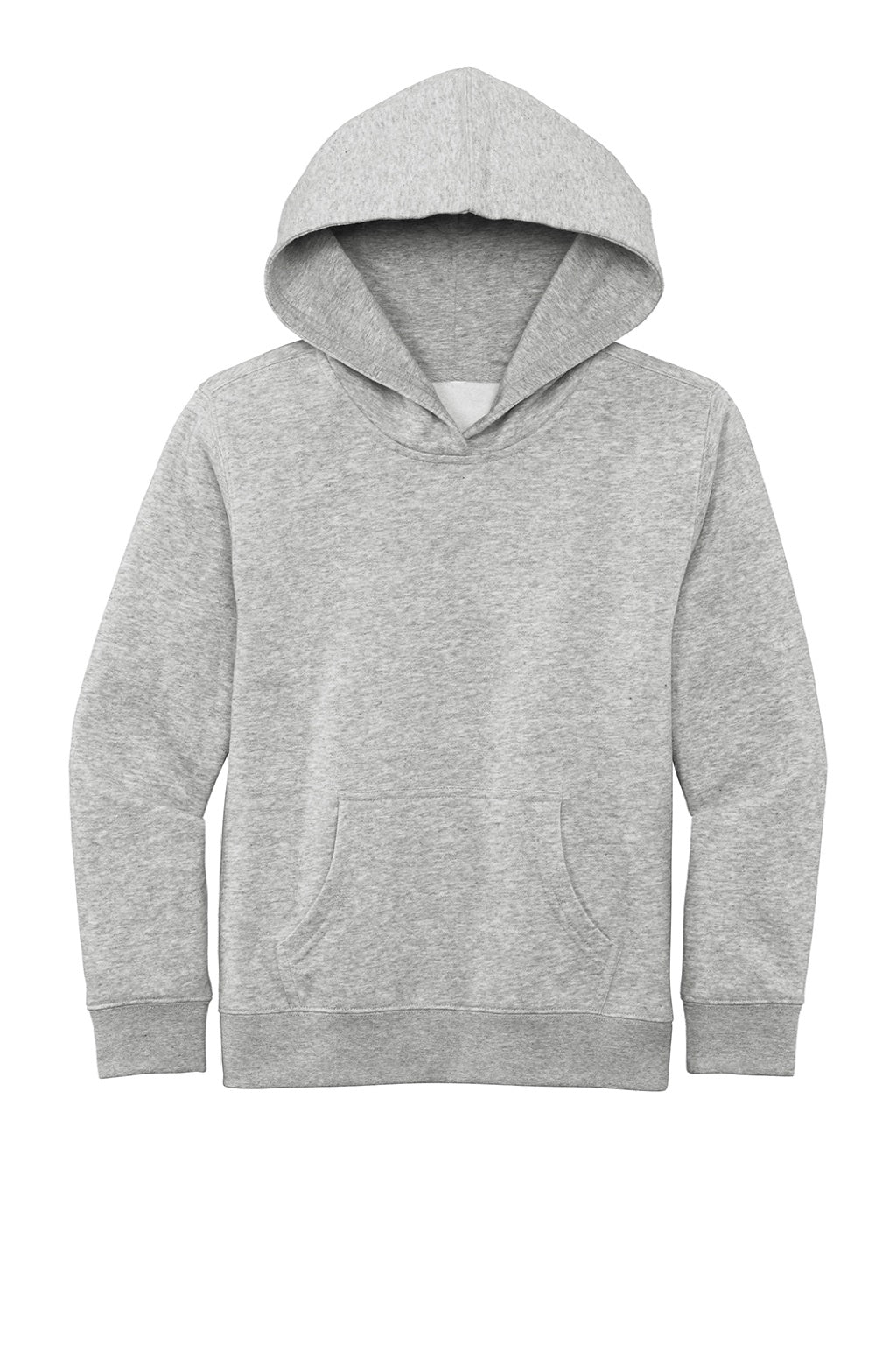 District DT6100Y Youth Very Important Fleece Hooded Sweatshirt Hoodie w/ Pouch Pocket Heather Light Grey Flat Front