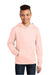 District DT6100Y Youth Very Important Fleece Hooded Sweatshirt Hoodie w/ Pouch Pocket Rosewater Pink Model Front