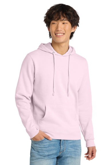 District DT6100 Mens Very Important Fleece Hooded Sweatshirt Hoodie w/ Pouch Pocket Carnation Pink Model Front