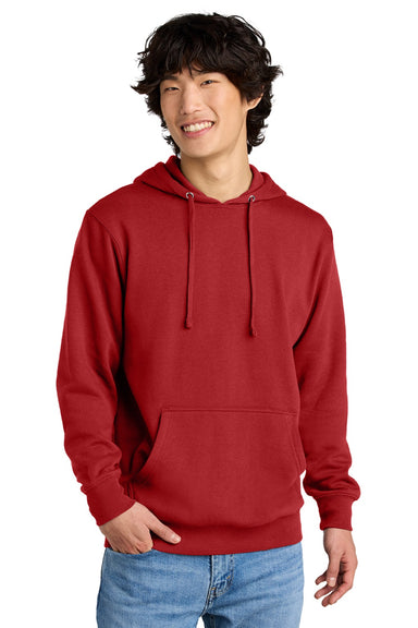 District DT6100 Mens Very Important Fleece Hooded Sweatshirt Hoodie w/ Pouch Pocket Classic Red Model Front