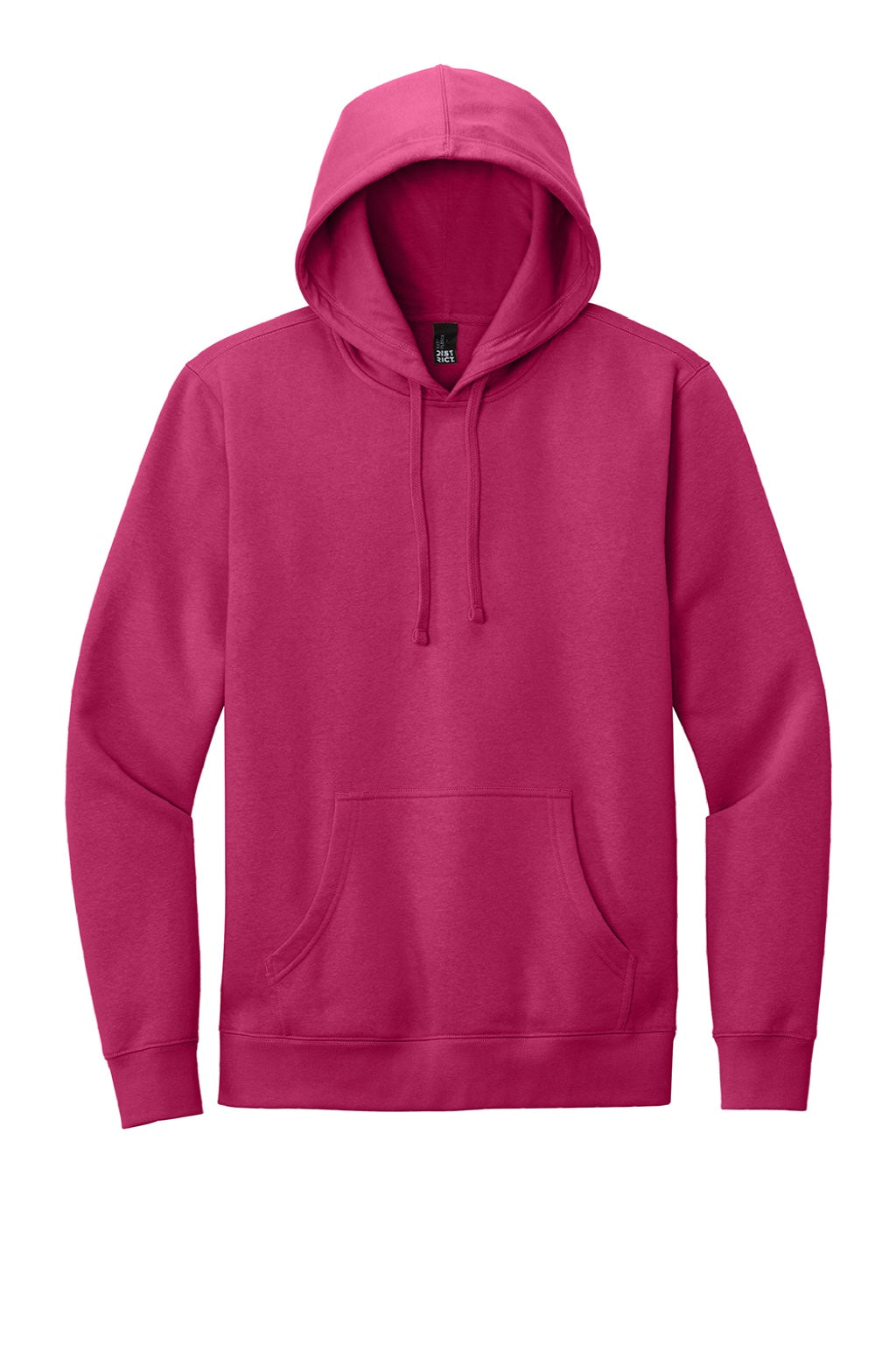 District DT6100 Mens Very Important Fleece Hooded Sweatshirt Hoodie w/ Pouch Pocket Dark Fuchsia Pink Flat Front