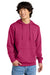 District DT6100 Mens Very Important Fleece Hooded Sweatshirt Hoodie w/ Pouch Pocket Dark Fuchsia Pink Model Front