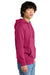 District DT6100 Mens Very Important Fleece Hooded Sweatshirt Hoodie w/ Pouch Pocket Dark Fuchsia Pink Model Side
