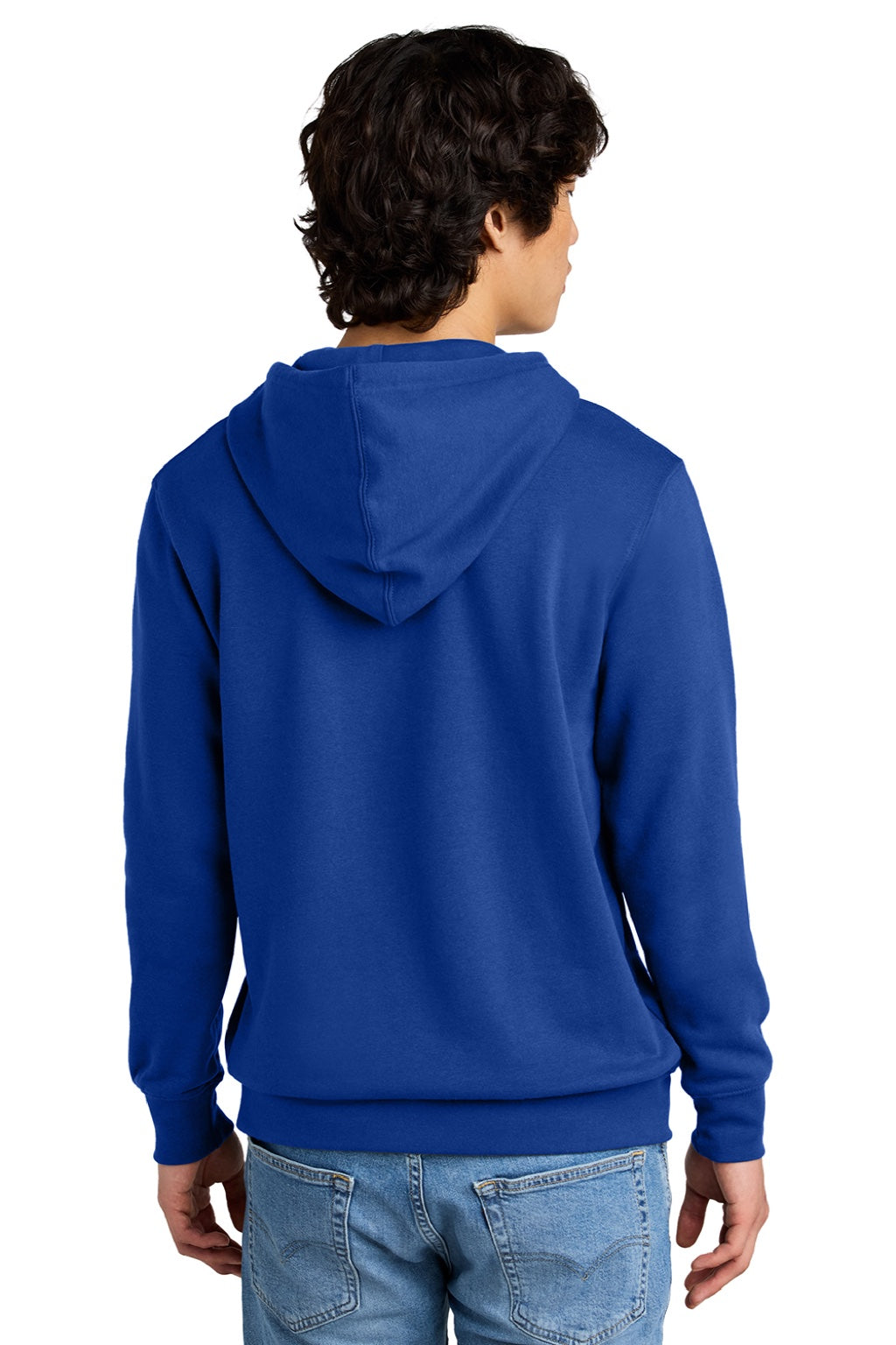 District DT6100 Mens Very Important Fleece Hooded Sweatshirt Hoodie w/ Pouch Pocket Deep Royal Blue Model Back