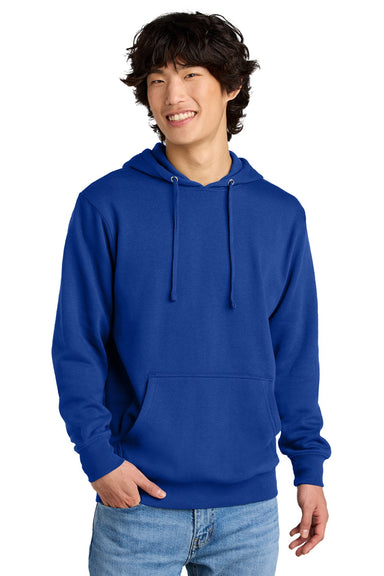 District DT6100 Mens Very Important Fleece Hooded Sweatshirt Hoodie w/ Pouch Pocket Deep Royal Blue Model Front
