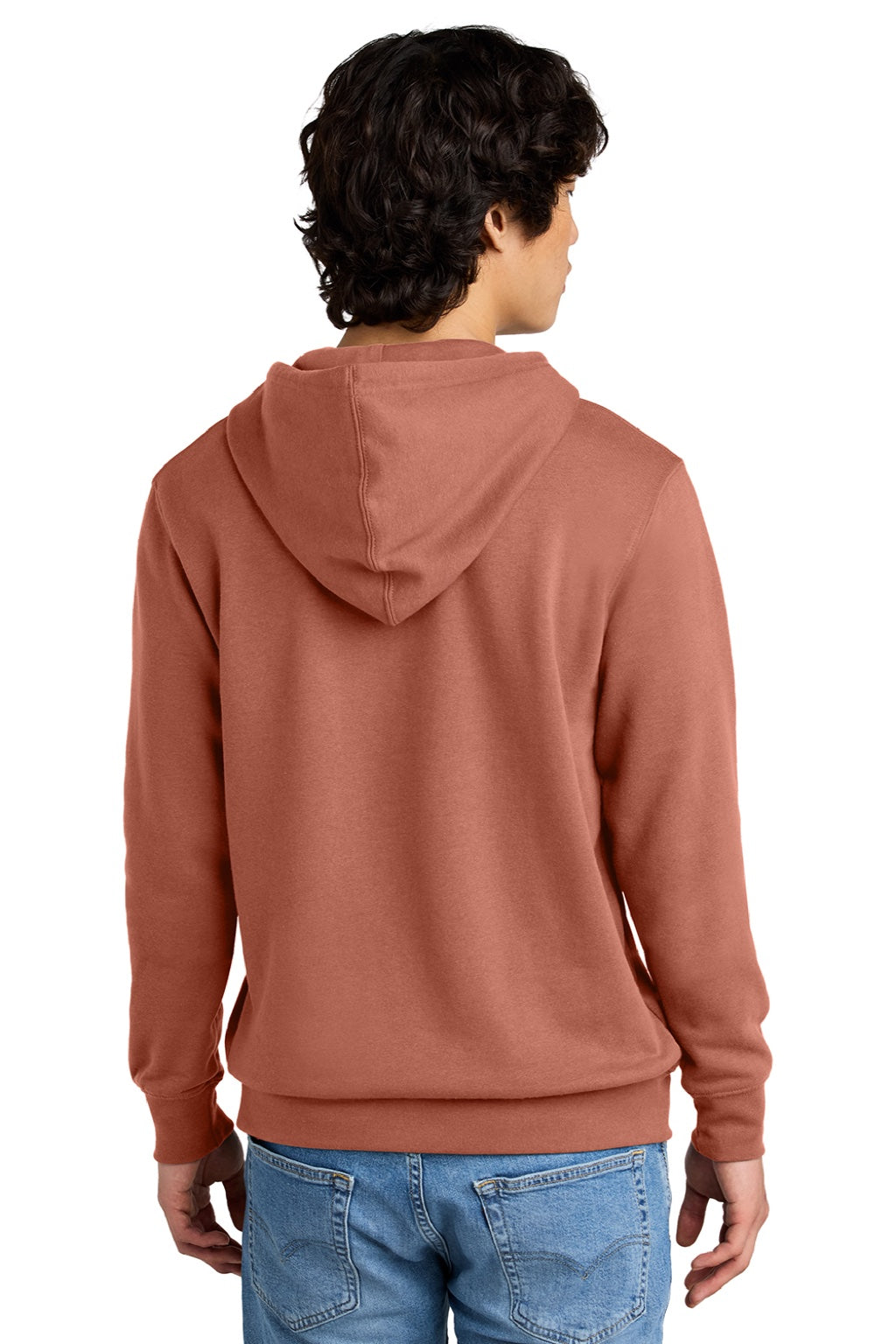 District DT6100 Mens Very Important Fleece Hooded Sweatshirt Hoodie w/ Pouch Pocket Desert Rose Model Back