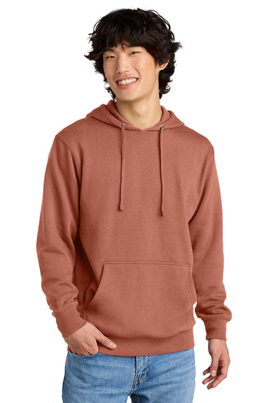 District DT6100 Mens Very Important Fleece Hooded Sweatshirt Hoodie w/ Pouch Pocket Desert Rose Model Front