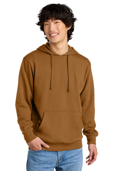 District DT6100 Mens Very Important Fleece Hooded Sweatshirt Hoodie w/ Pouch Pocket Duck Brown Model Front