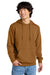 District DT6100 Mens Very Important Fleece Hooded Sweatshirt Hoodie w/ Pouch Pocket Duck Brown Model Front