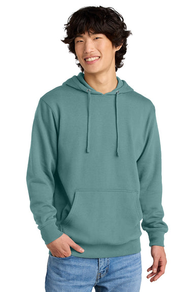 District DT6100 Mens Very Important Fleece Hooded Sweatshirt Hoodie w/ Pouch Pocket Eucalyptus Blue Model Front