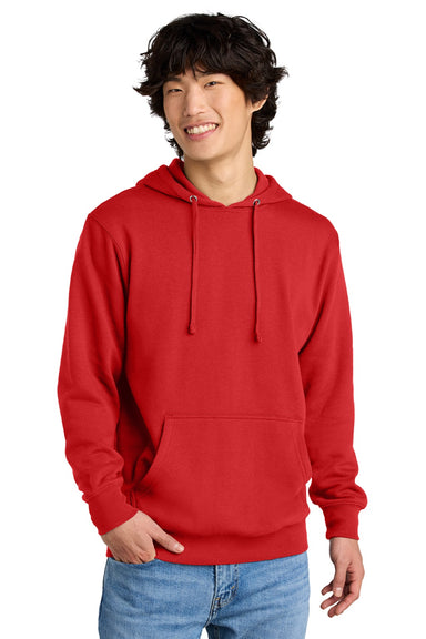 District DT6100 Mens Very Important Fleece Hooded Sweatshirt Hoodie w/ Pouch Pocket Fiery Red Model Front