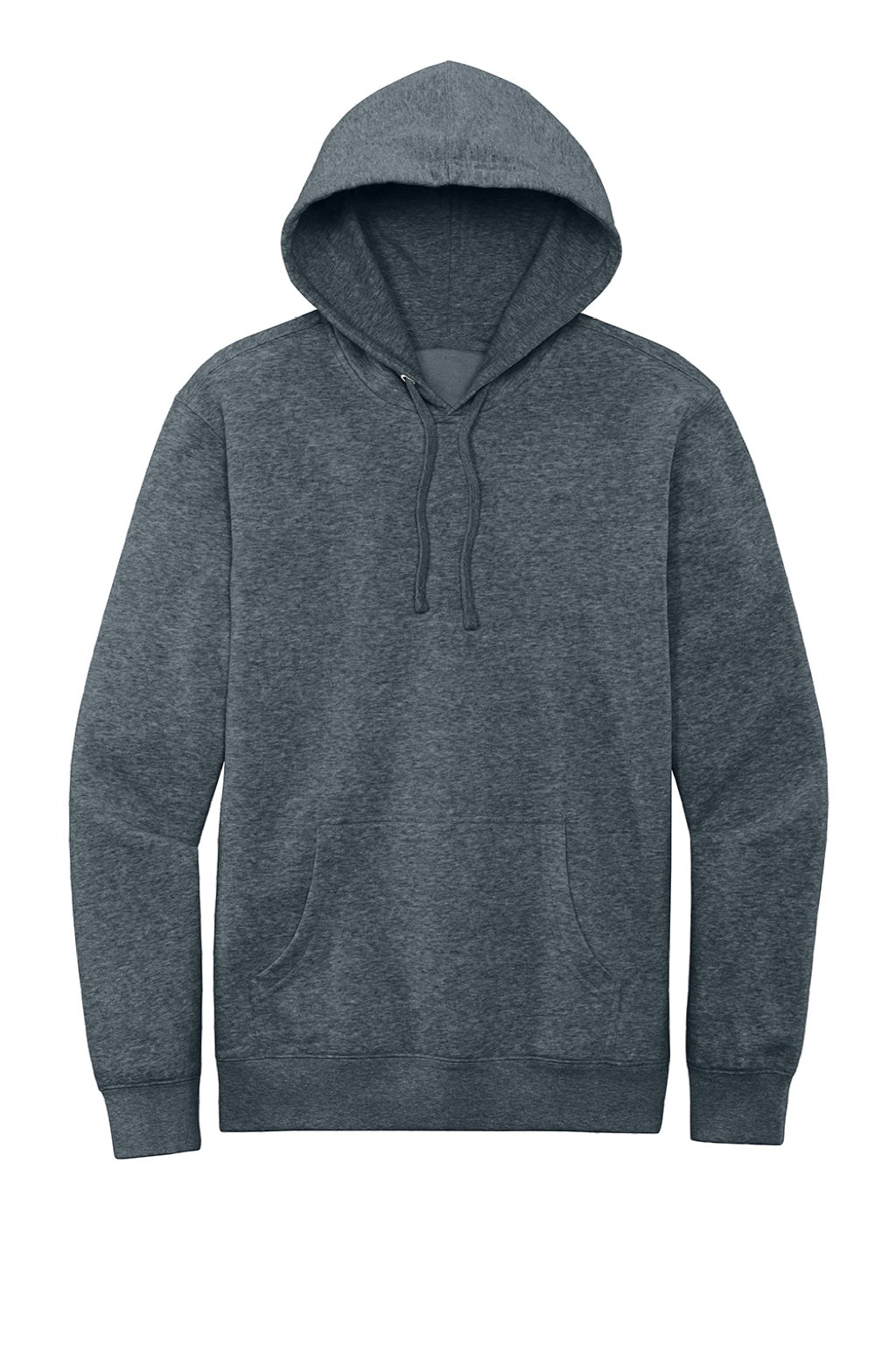 District DT6100 Mens Very Important Fleece Hooded Sweatshirt Hoodie w/ Pouch Pocket Heather Flint Blue Flat Front
