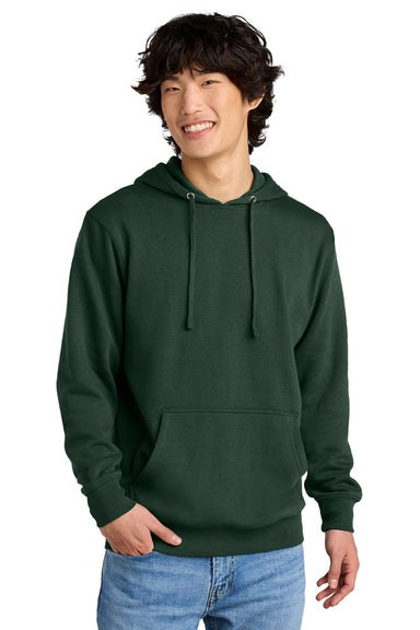 District DT6100 Mens Very Important Fleece Hooded Sweatshirt Hoodie w/ Pouch Pocket Forest Green Model Front