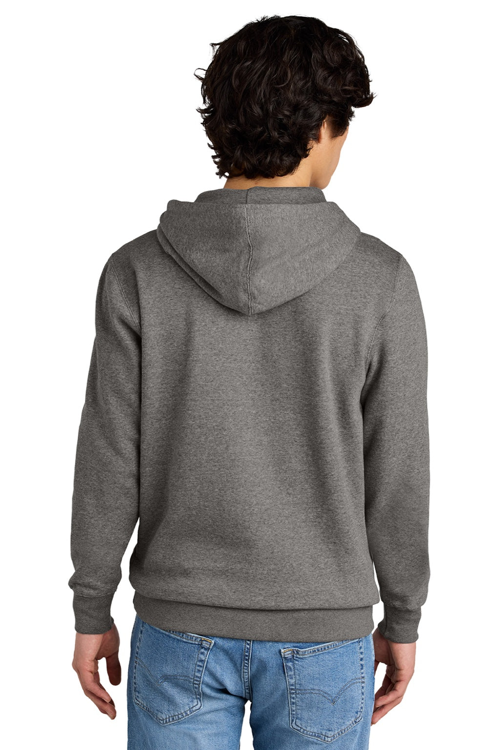 District DT6100 Mens Very Important Fleece Hooded Sweatshirt Hoodie w/ Pouch Pocket Grey Frost Model Back