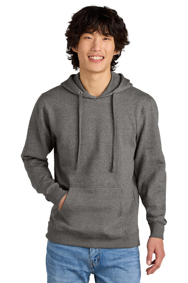 District DT6100 Mens Very Important Fleece Hooded Sweatshirt Hoodie w/ Pouch Pocket Grey Frost Model Front