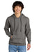 District DT6100 Mens Very Important Fleece Hooded Sweatshirt Hoodie w/ Pouch Pocket Grey Frost Model Front