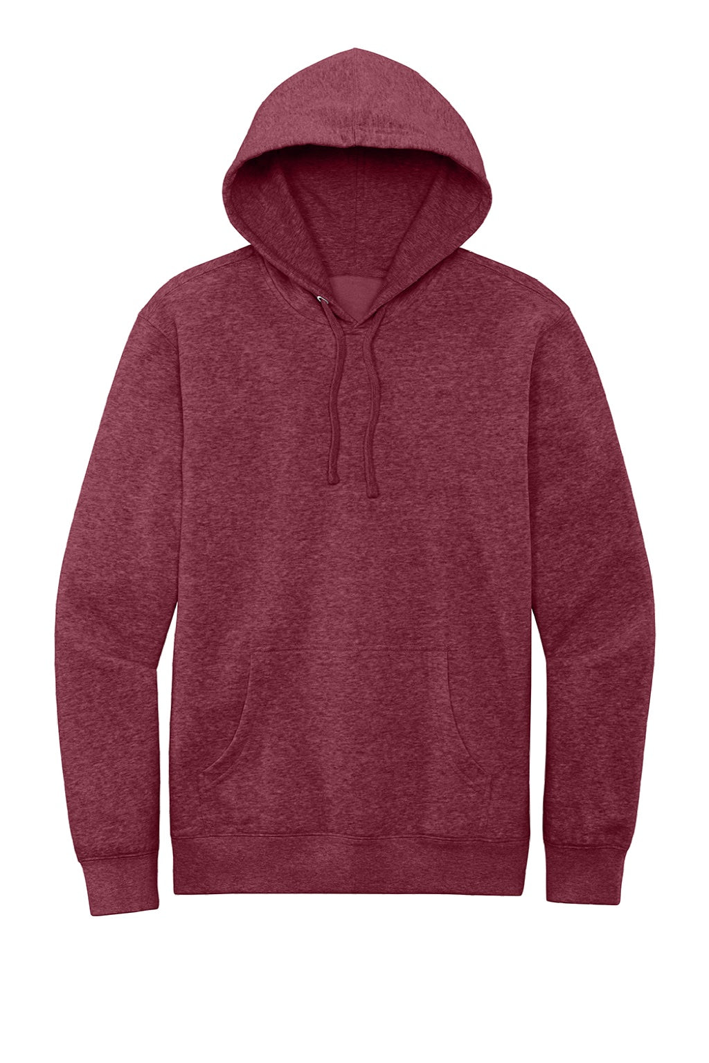 District DT6100 Mens Very Important Fleece Hooded Sweatshirt Hoodie w/ Pouch Pocket Heather Cardinal Red Flat Front