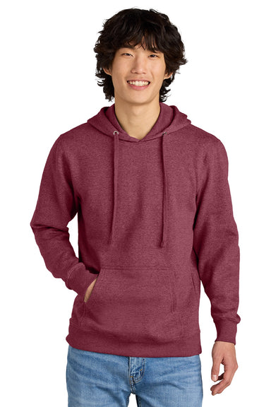 District DT6100 Mens Very Important Fleece Hooded Sweatshirt Hoodie w/ Pouch Pocket Heather Cardinal Red Model Front