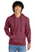 District DT6100 Mens Very Important Fleece Hooded Sweatshirt Hoodie w/ Pouch Pocket Heather Cardinal Red Model Front