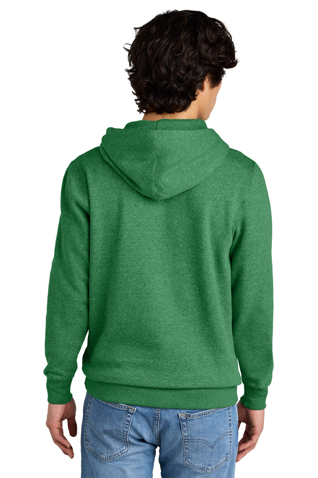 District DT6100 Mens Very Important Fleece Hooded Sweatshirt Hoodie w/ Pouch Pocket Heather Kelly Green Model Back