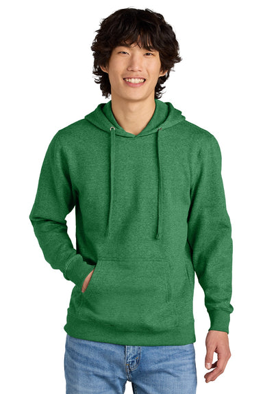 District DT6100 Mens Very Important Fleece Hooded Sweatshirt Hoodie w/ Pouch Pocket Heather Kelly Green Model Front