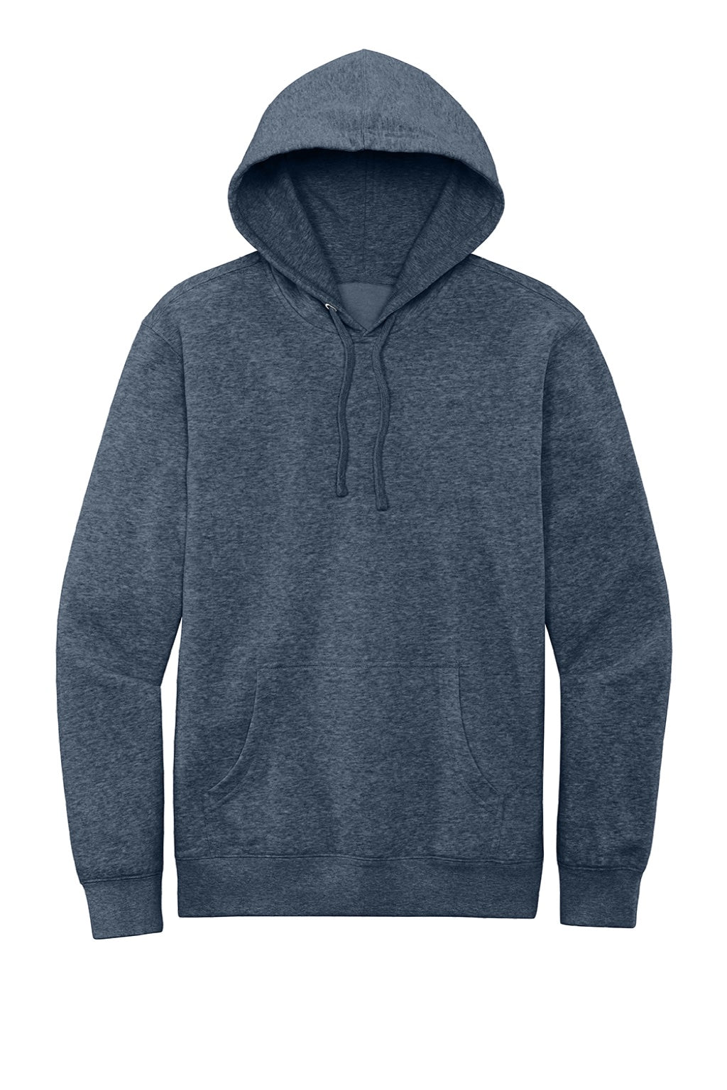 District DT6100 Mens Very Important Fleece Hooded Sweatshirt Hoodie w/ Pouch Pocket Heather Navy Blue Flat Front