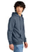 District DT6100 Mens Very Important Fleece Hooded Sweatshirt Hoodie w/ Pouch Pocket Heather Navy Blue Model Side