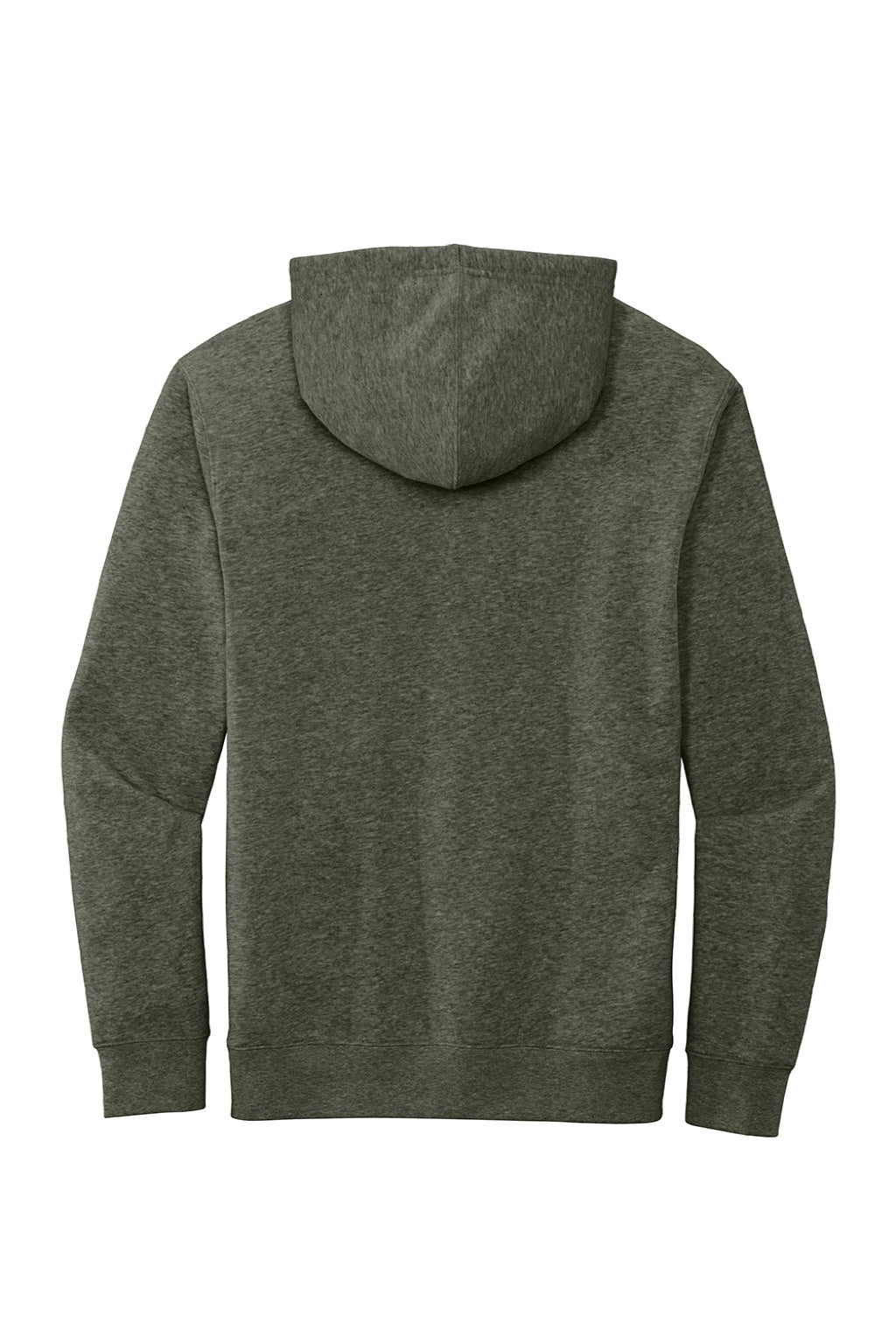 District DT6100 Mens Very Important Fleece Hooded Sweatshirt Hoodie w/ Pouch Pocket Heather Olive Green Flat Back