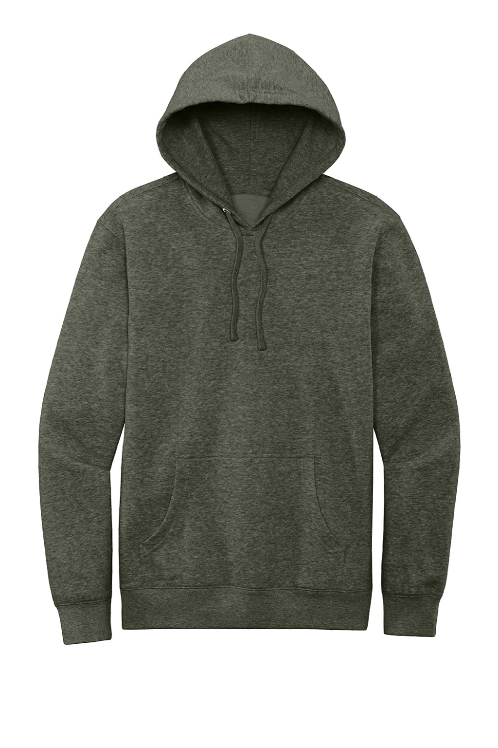 District DT6100 Mens Very Important Fleece Hooded Sweatshirt Hoodie w/ Pouch Pocket Heather Olive Green Flat Front