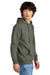 District DT6100 Mens Very Important Fleece Hooded Sweatshirt Hoodie w/ Pouch Pocket Heather Olive Green Model Side