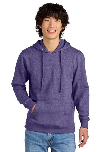 District DT6100 Mens Very Important Fleece Hooded Sweatshirt Hoodie w/ Pouch Pocket Heather Purple Model Front