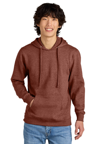 District DT6100 Mens Very Important Fleece Hooded Sweatshirt Hoodie w/ Pouch Pocket Heather Russet Red Model Front