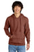 District DT6100 Mens Very Important Fleece Hooded Sweatshirt Hoodie w/ Pouch Pocket Heather Russet Red Model Front