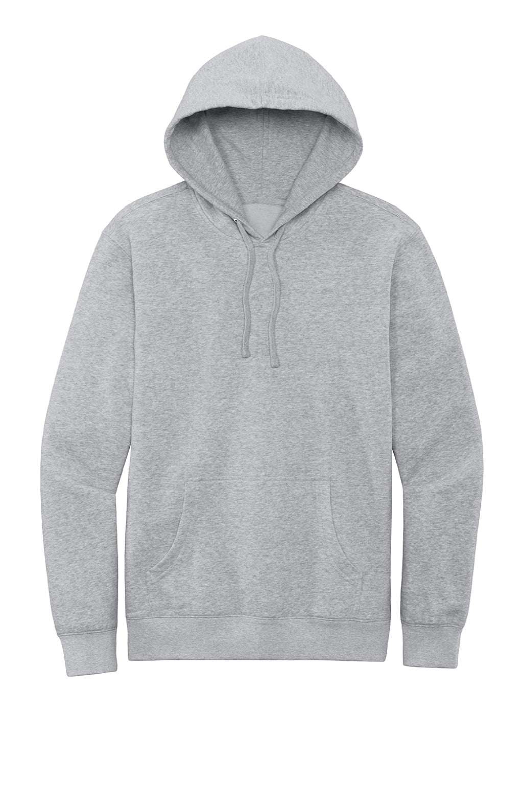 District DT6100 Mens Very Important Fleece Hooded Sweatshirt Hoodie w/ Pouch Pocket Heather Light Grey Flat Front