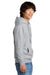 District DT6100 Mens Very Important Fleece Hooded Sweatshirt Hoodie w/ Pouch Pocket Heather Light Grey Model Side