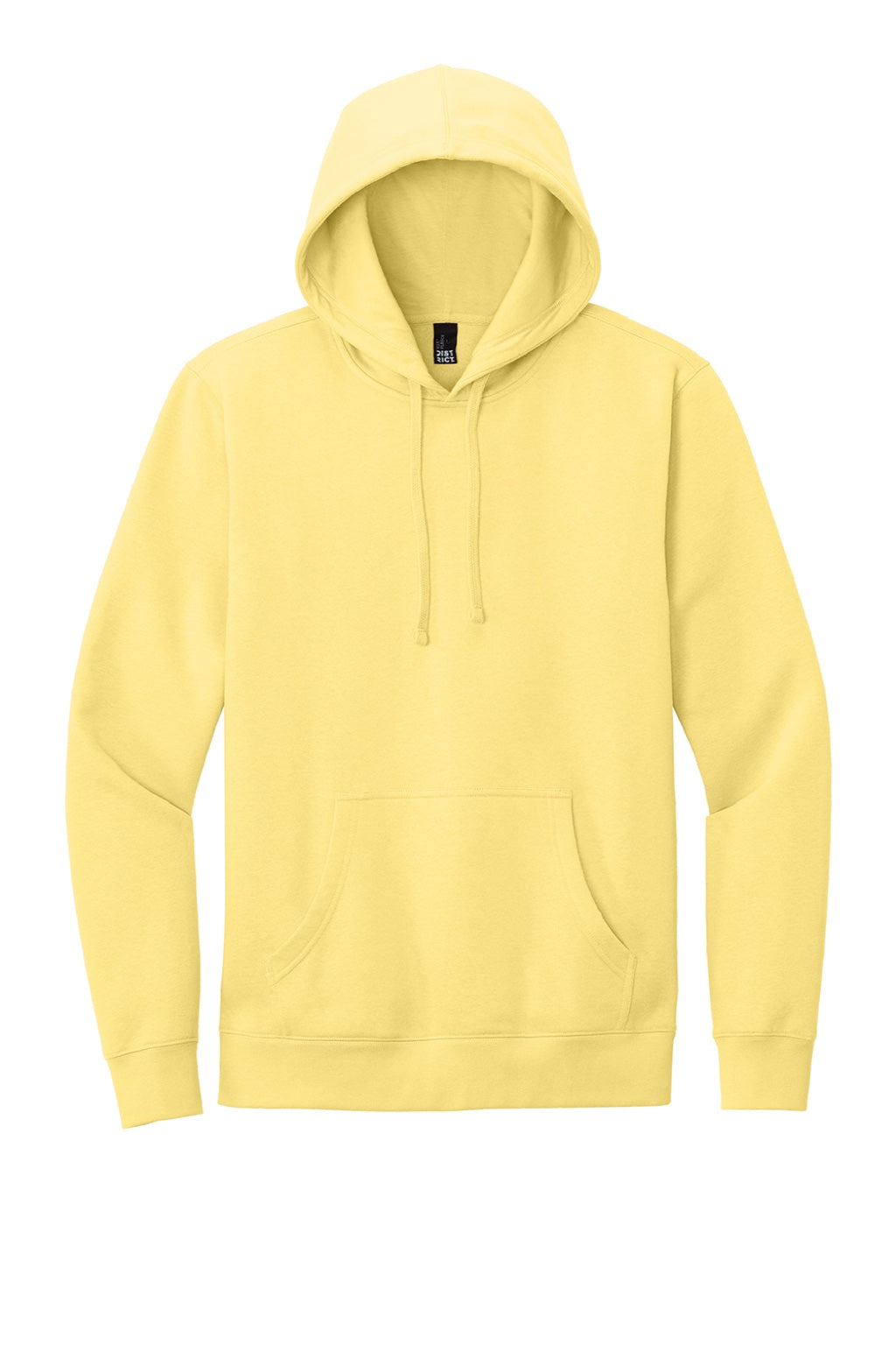 District DT6100 Mens Very Important Fleece Hooded Sweatshirt Hoodie w/ Pouch Pocket Light Yellow Flat Front
