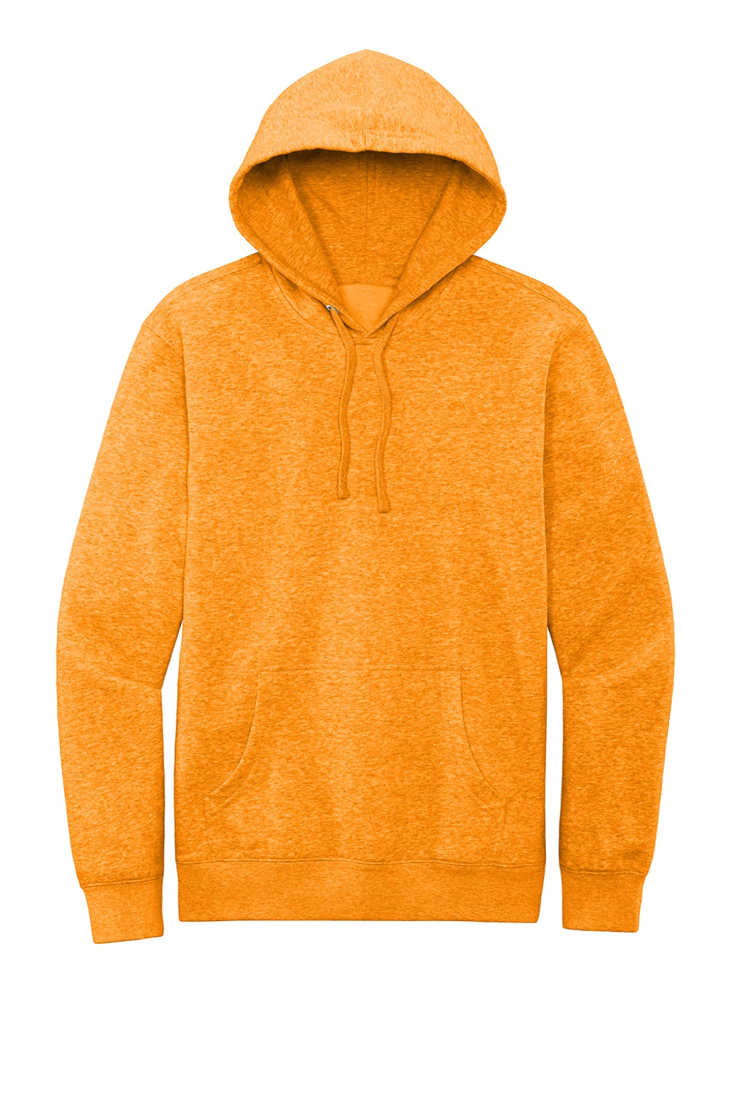 District DT6100 Mens Very Important Fleece Hooded Sweatshirt Hoodie w/ Pouch Pocket Heather Marigold Flat Front